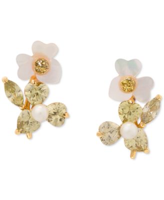 kate spade new york - Silver-Tone Cubic Zirconia, Imitation Pearl & Mother-of-Pearl Flower Stud Earrings