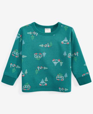 First Impressions - Baby Boys Long-Sleeve Tree Transport-Print Fleece Sweatshirt