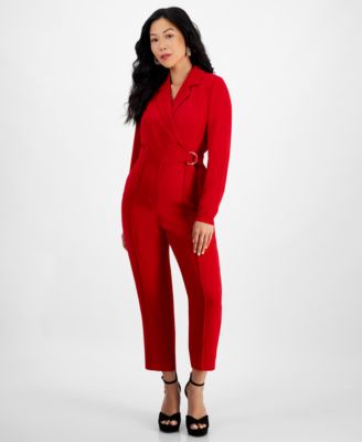 I.N.C. International Concepts - Petite Long-Sleeve Collared Jumpsuit