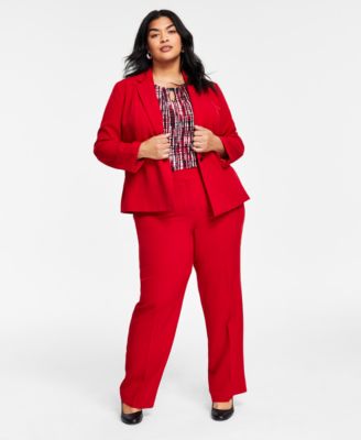 Kasper - Plus Size Stretch Crepe One-Button Blazer