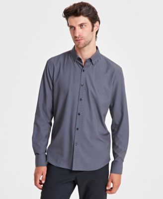 Alfani - Men's Alfatech Hex Line Regular-Fit 4-Way Stretch Geo-Print Button-Down Shirt