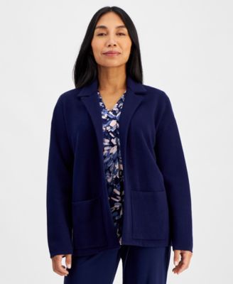 AK Anne Klein - Petite Open-Front Long-Sleeve Blazer Cardigan