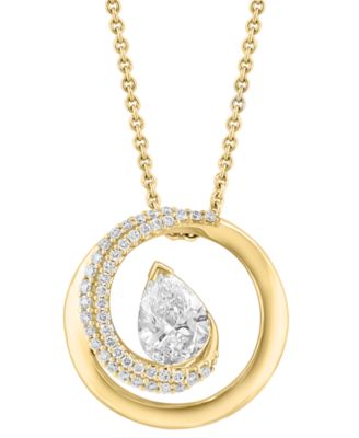 EFFY Collection - Lab Grown Diamond Pear & Round Swirl Circle 18" Pendant Necklace (1-3/4 ct. t.w.) in 14k Gold