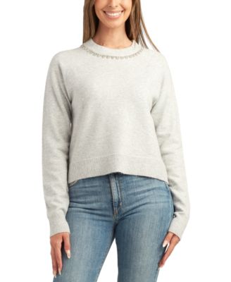 BCX - Juniors' Embellished Crewneck Sweater