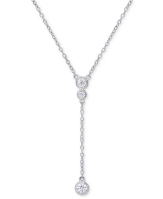 Macy's - Moissanite Bezel 17" Lariat Necklace (1/3 ct. t.w.) in Sterling Silver