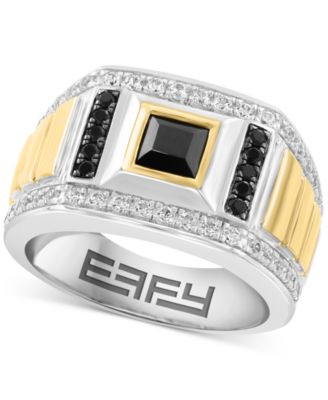 EFFY Collection - Men's Black Spinel (7/8 ct. t.w.) & Zircon (1 ct. t.w.) in Sterling Silver & Gold Plate