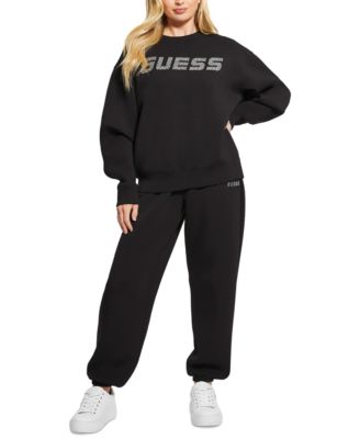 GUESS - Women's Cecelia Scuba Rhinestone-Logo Jogger Pants