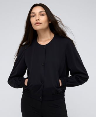 Kenneth Cole - Women's Collarless Athletic Stretch Bomber Jacket