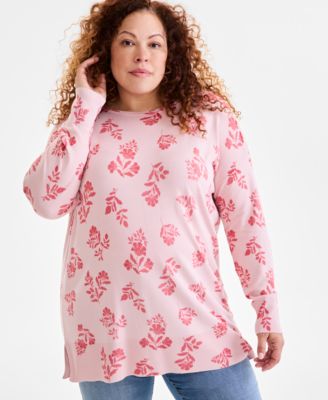 Style & Co - Plus Size Fauna Floral-Print Tunic Sweatshirt