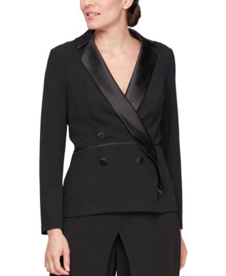 Alex Evenings - Women's Contrast-Trim Tuxedo Jacket
