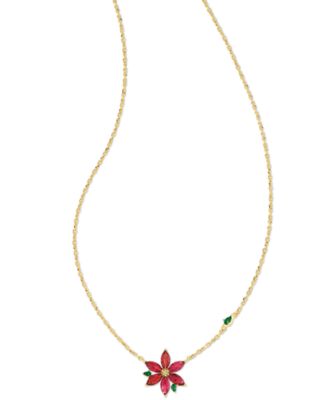 Kendra Scott - Gold-Tone Cubic Zirconia & Nana Gem Poinsettia Adjustable 17-1/3"  Pendant Necklace