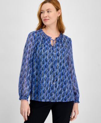 JM Collection - Women's Metallic-Print Blouse, Exclusively at Macy's