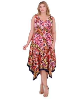 Vince Camuto - Plus Size Sleeveless Handkerchief-Hem Dress