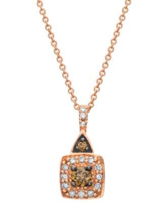 Le Vian - Chocolate Diamond&reg; & Vanilla Diamond&reg; Halo Adjustable 20" Pendant Necklace (1/4 ct. t.w.) in 14k Rose Gold