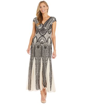 R & M Richards - Women's Sequin-Design Cap-Sleeve Gown