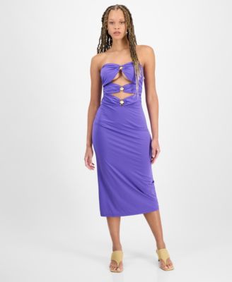 Miken - Juniors' Shell-Trim Tube Dress Swim Cover-Up