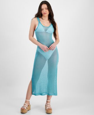 Miken - Women's Metallic Mesh Tank Dress Cover-Up