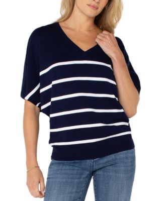 Liverpool Los Angeles - Women's Striped Short-Dolman-Sleeve Sweater