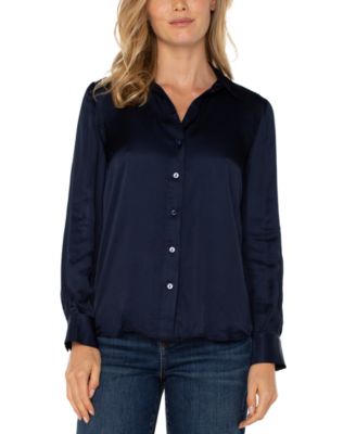 Liverpool Los Angeles - Women's Satin Button-Front Shirt