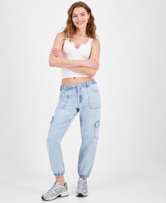 Celebrity Pink - Juniors' Denim Cargo Jogging Pants