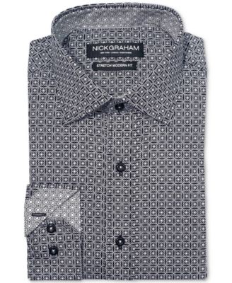 Nick Graham - Men's Modern-Fit Floral Mosaic Dress Shirt