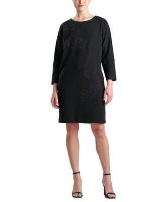 Natori - Women's Round-Neck Floral Appliqu&eacute; Shift Dress