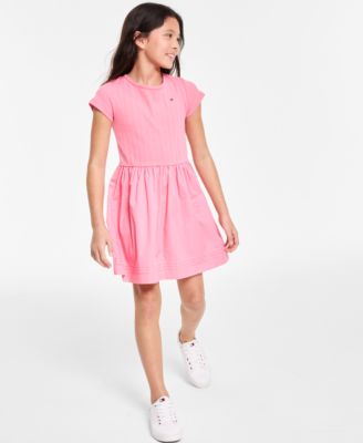 Tommy Hilfiger - Big Girls Knit-to-Woven Short-Sleeve Dress