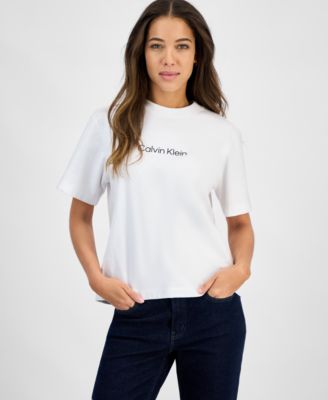 Calvin Klein Jeans - Women's Cotton Relaxed-Fit Logo T-Shirt