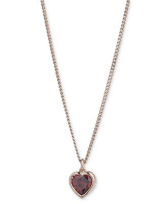 Givenchy - Gold-Tone Red Cubic Zirconia Heart Pendant Necklace, 16" + 3" extender