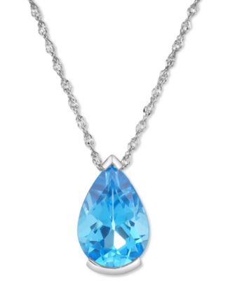 Macy's - Amethyst Pear Solitaire 18" Pendant Necklace (2-1/2 ct. t.w.) in 14k White Gold, 16" + 2" extender (Also in Blue Topaz, Citrine, & Garnet)