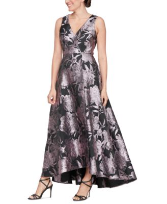 SL Fashions - Women's V-Neck Printed Sleeveless Gown