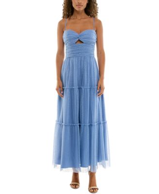 B Darlin - Juniors' Sweetheart-Neck Glitter Fit & Flare Dress