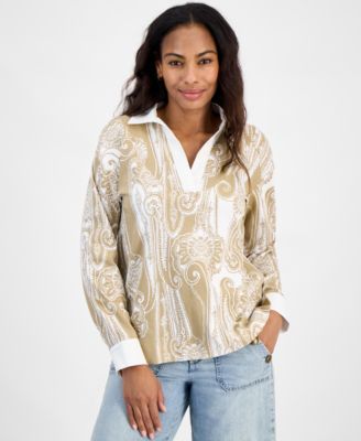 Nautica Jeans - Women's Paisley Contrast Cotton Tunic Top