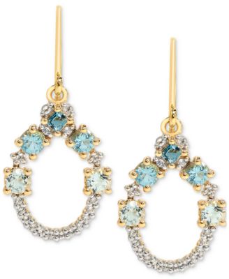 Macy's - Multi-Blue Topaz (1-1/5 ct. t.w.) & White Topaz (1/5 ct. t.w.) Open Circle Drop Earrings in 14k Gold-Plated Sterling Silver