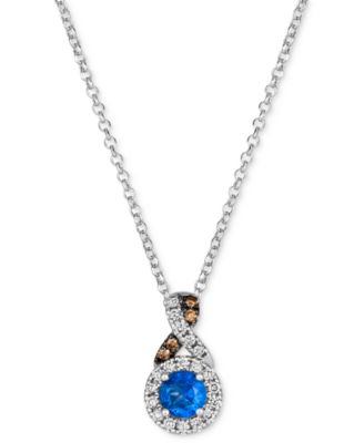 Le Vian - Cornflower Sapphire (1/3 ct. t.w.), Nude Diamond (1/6 ct. t.w.), Chocolate Diamond Accent Pendant 19" Necklace in 14k Vanilla Gold