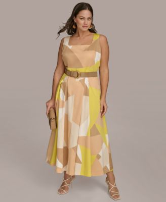 Donna Karan New York - Plus Size Printed Belted Dress