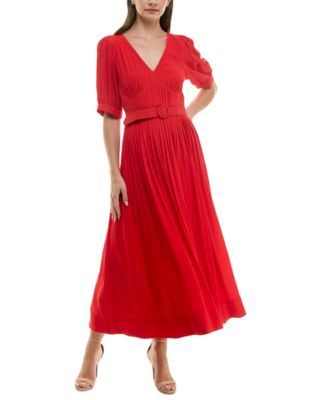 Taylor - Women's Pleated Belted Fit & Flare Dress