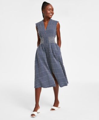 kensie - Women's Embroidered Cotton Midi Dress