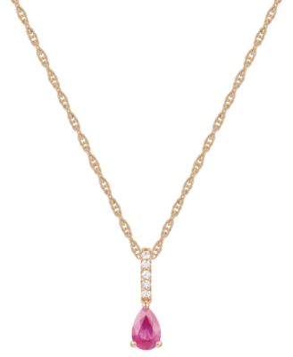 Macy's - Sapphire (1/2 ct. t.w.) & Diamond (1/20 ct. t.w.) Linear Pendant 18" Necklace in 14k White Gold