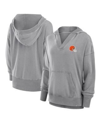 Fanatics - Women's Heather Gray Cleveland Browns Initiative Snow Wash French Terry V-Neck Pullover Hoodie