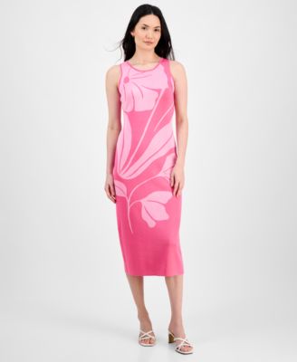 T Tahari - Women's Exploded-Floral-Print Sweater Dress