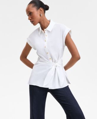 I.N.C. International Concepts - Women's Twist-Front Tie-Waist Shirt