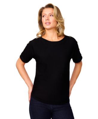 Melissa Paige - Women's Zig Zag Trim Dolman Sleeve Sweater