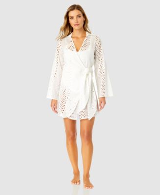 Ibiza Anne Cole - Women's Long Sleeve Open Tie Cover-Up Dress