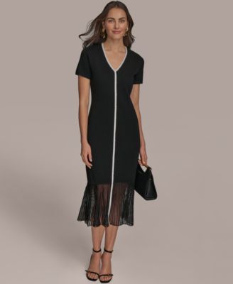 Donna Karan New York - Women's Mixed-Media Midi Dress