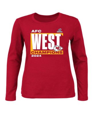 Fanatics - Women's Red Kansas City Chiefs 2024 AFC West Division Champions Plus Size Scoop Neck Long Sleeve T-Shirt