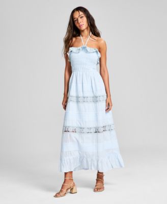 And Now This - Women's Cotton Lace-Detail Fit & Flare Maxi Dress