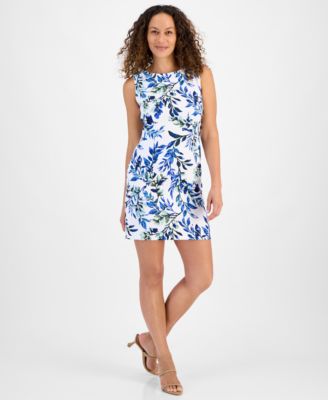 Connected - Petite Prada Floral-Print Boat-Neck Dress