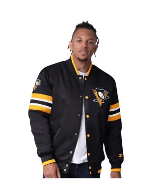 Starter - Men's  Black Pittsburgh Penguins Scout I Full-Snap Varsity Jacket
