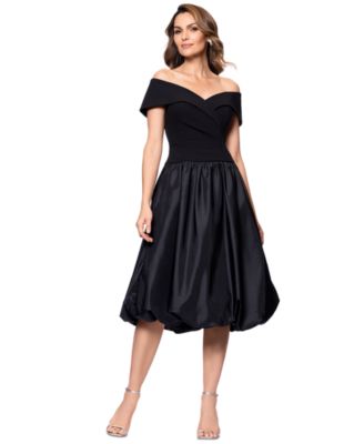 XSCAPE - Women's Mixed-Media Bubble-Hem Fit & Flare Dress